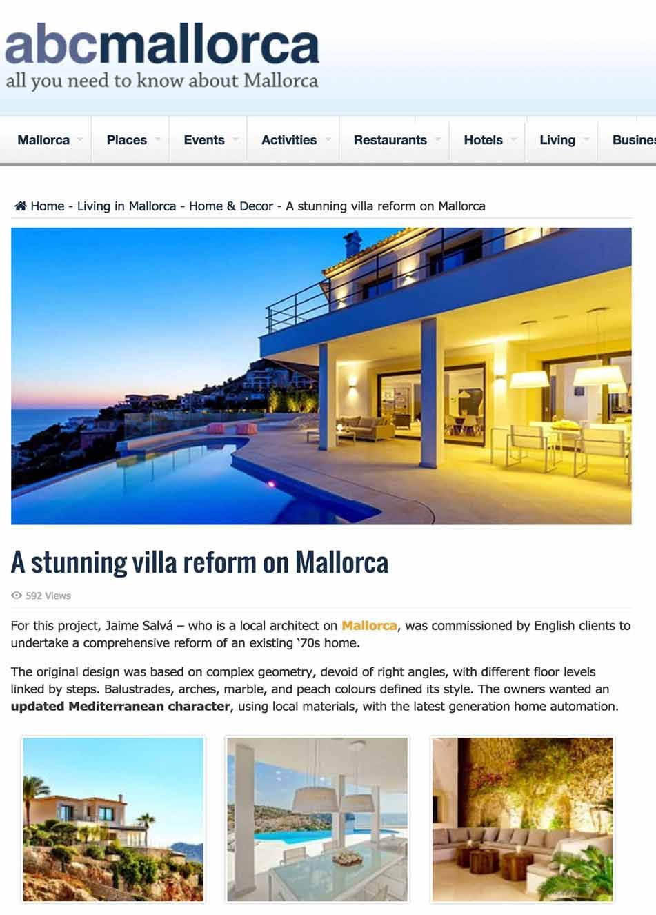 Publicación casa Metlera en la revista ABC Mallorca