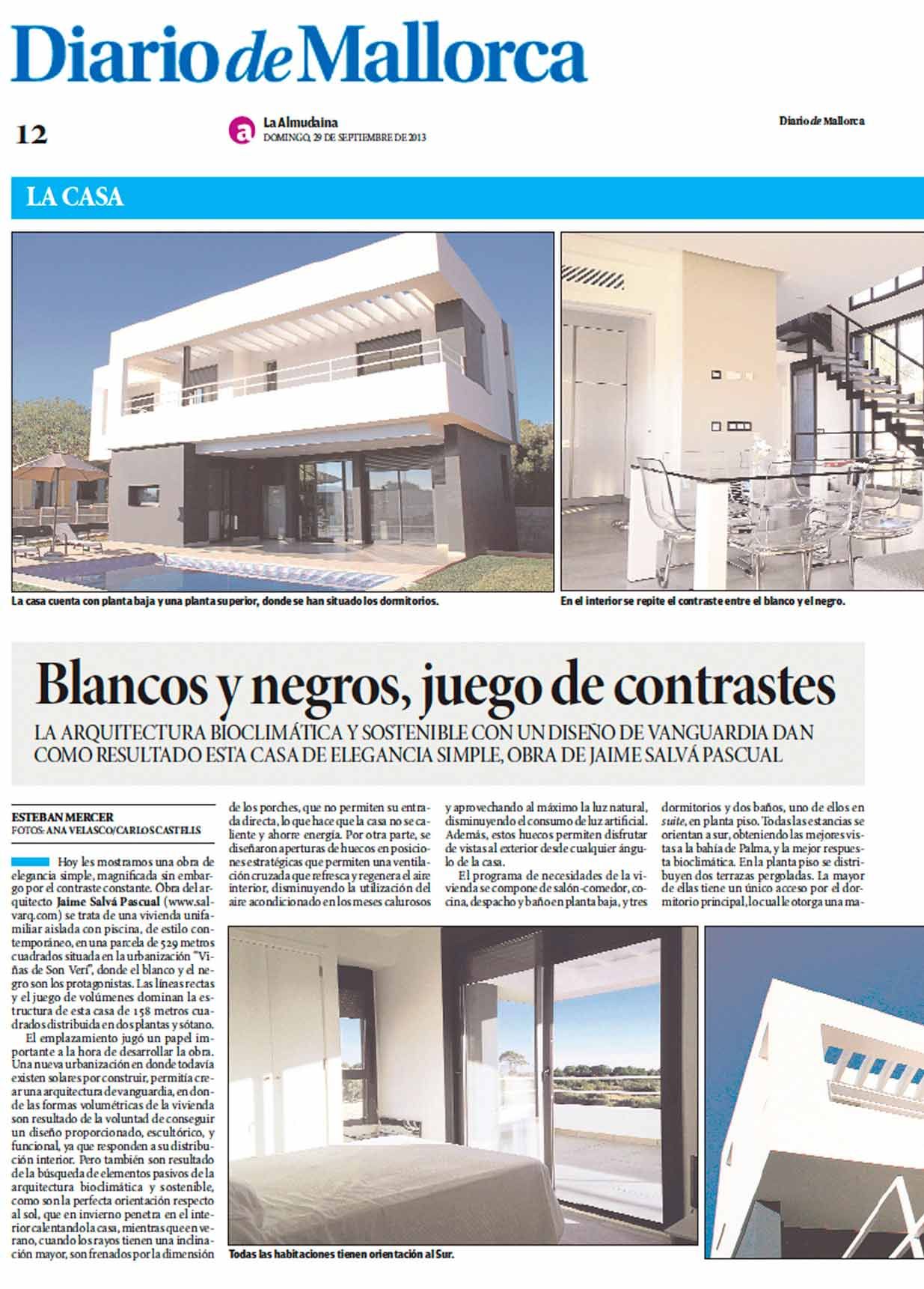 Publicación Vivienda Viñas Son Verí en el periódico DIARIO DE MALLORCA