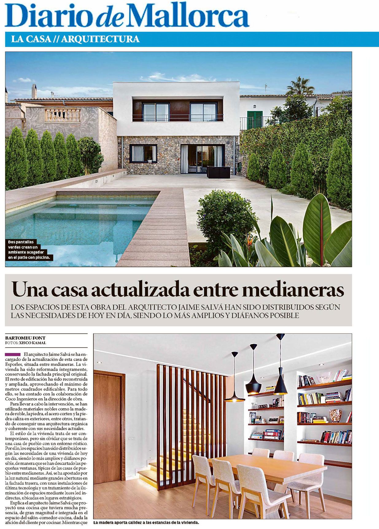 Publicación J279 Casa Blanca & Matteo en el periódico DIARIO DE MALLORCA